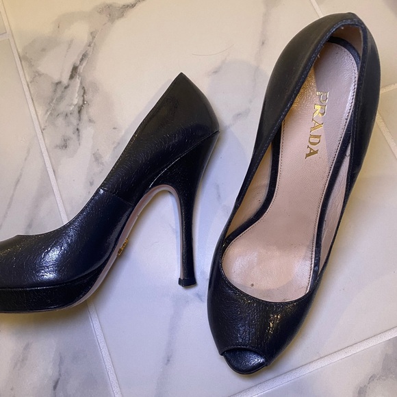 PRADA — black platform peep toe heels — size 39.5 - Picture 3 of 5